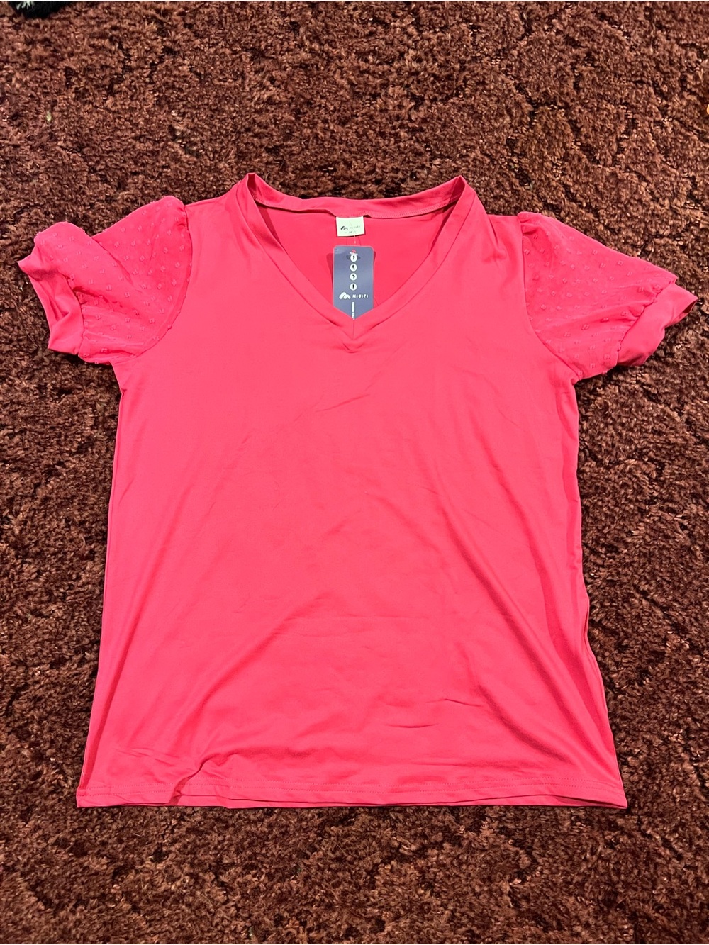 Women's Bright Pink V-Neck Short Sleeve Blouse by Liz Claiborne